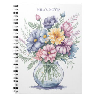 Carnet Elégante aquarelle Bouquet Fleur sauvage Art