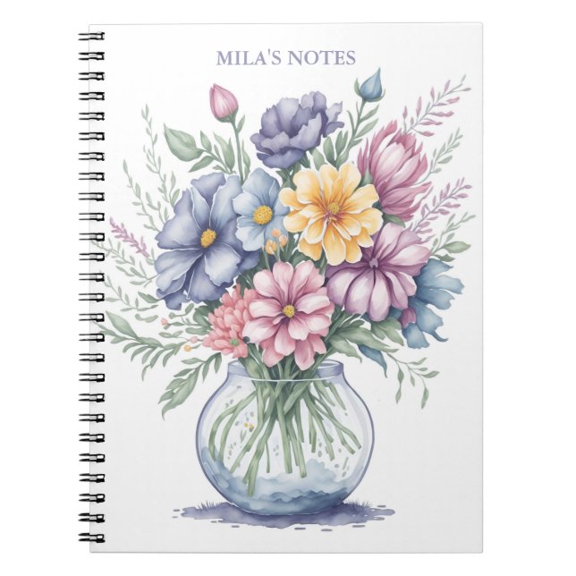 Carnet Elégante aquarelle Bouquet Fleur sauvage Art (Devant)