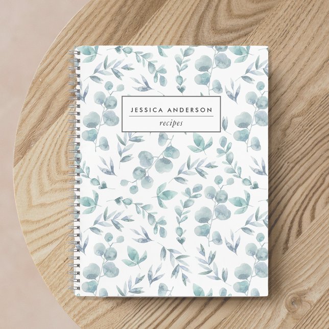 Carnet Elégante aquarelle Eucalyptus Recette personnalisé (Créateur téléchargé)