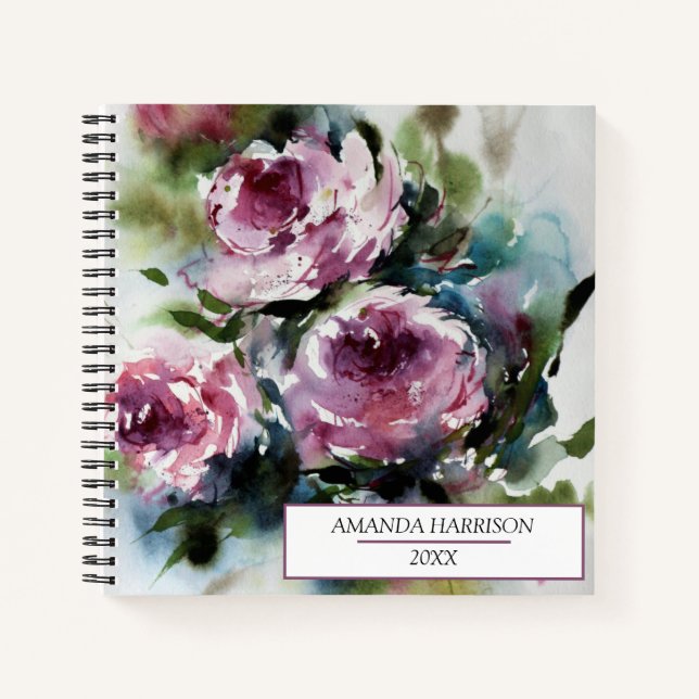 Carnet Elégante aquarelle florale (Devant)