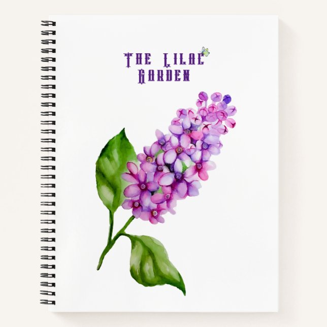 Carnet Élégante branche lilas aquarelle (Devant)