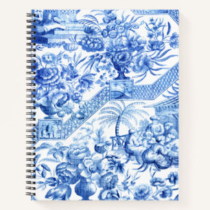 Carnet Elégante Chinoiserie Vintage bleue et blanche Note