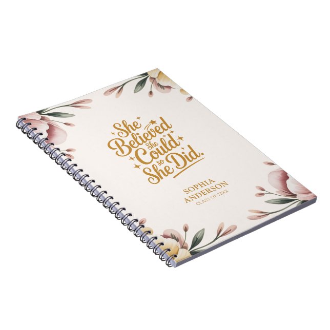 Carnet Élégante Classe de Graduation Année Florale Inspir (Côté Droit)