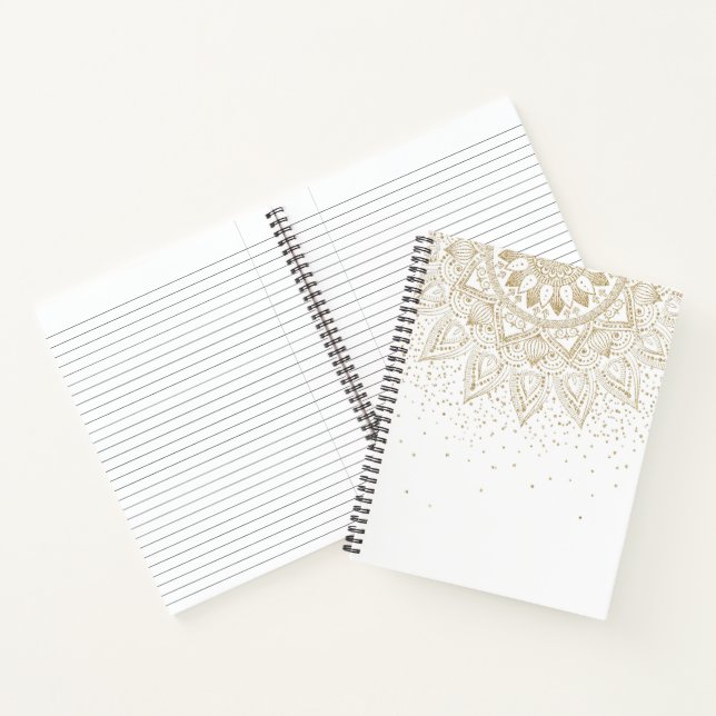 Carnet Elégante conception de points Mandala Or (Intérieur)
