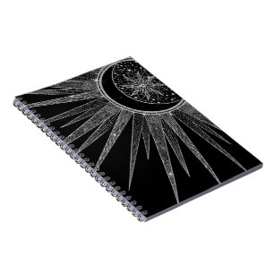 Carnet Elégante conception en noir de la lune de soleil 