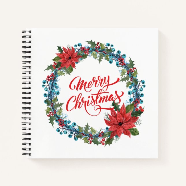 Carnet Élégante couronne florale Noël | Ordinateur portab (Devant)