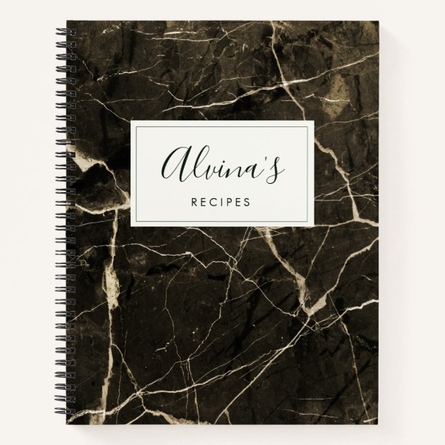 Carnet Elégante cuisine de recette en marbre noir (Devant)
