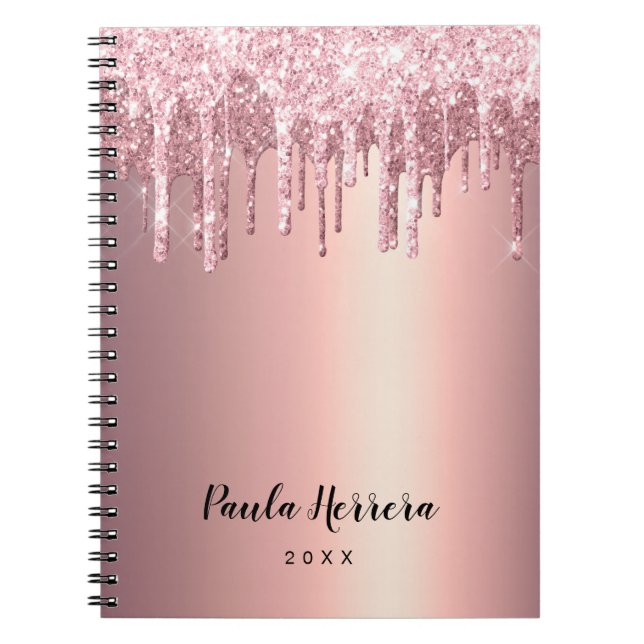 Carnet Elégante élégante rose cuivre gouttes parties scin (Devant)