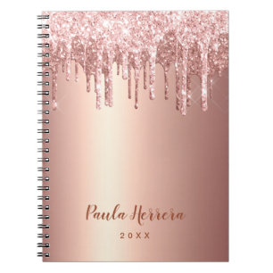 Carnet Elégante élégante rose cuivre gouttes parties scin
