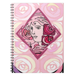 Carnet Élégante femme Rose Art Nouveau