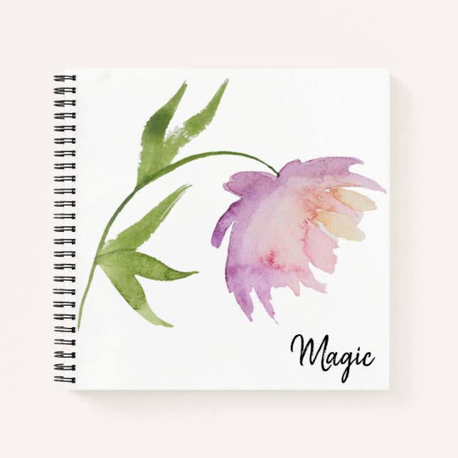 Carnet *~* Elégante fille chic feminine Aquarelle Peony (Devant)