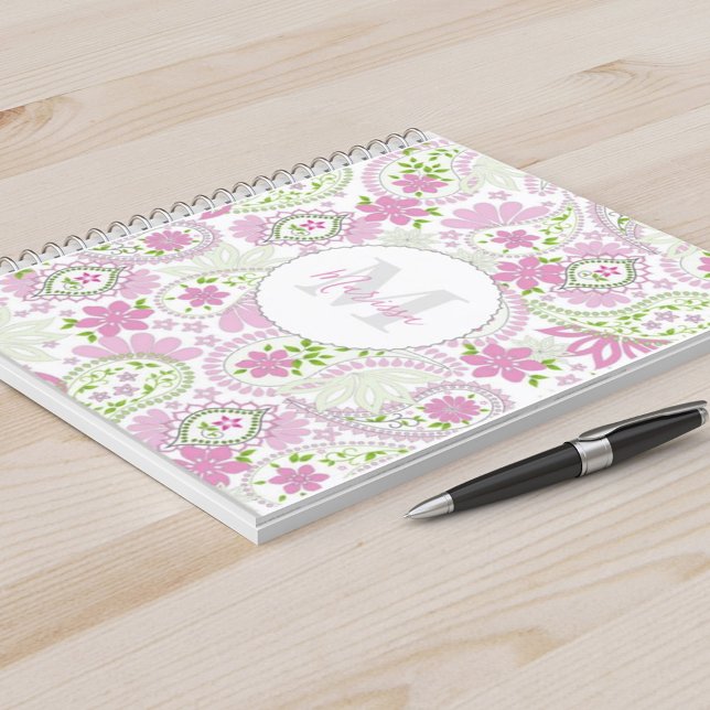 Carnet Élégante fille rose preppy Paisley Imprimer Motif (Créateur téléchargé)