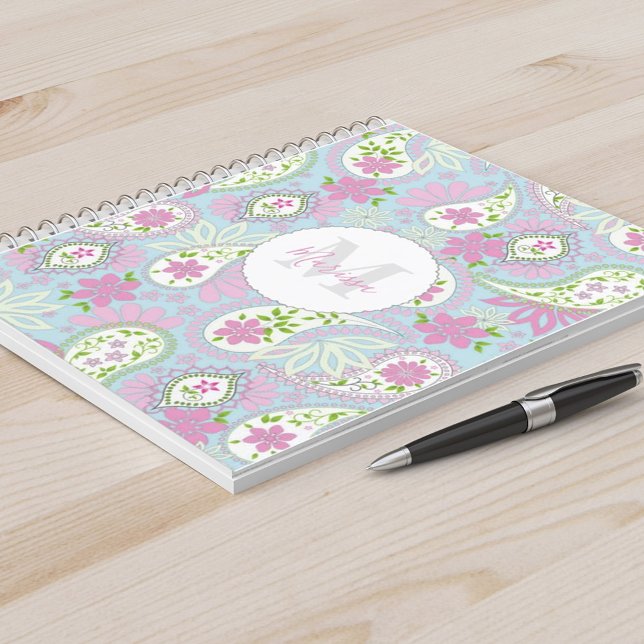 Carnet Élégante fille rose preppy Paisley Imprimer Motif (Créateur téléchargé)