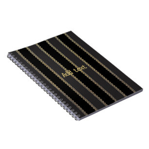 Carnet Elégante garniture or sur MODÈLE noir et gris