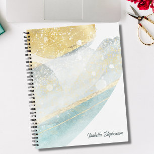 Carnet Élégante huile d'or moderne et Turquoise Abstrait 
