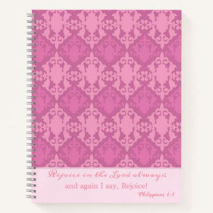 Carnet Elégante joie dans le Seigneur rose Damask