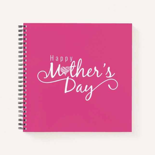 Carnet Élégante joyeuse calligraphie de la fête des mères (Devant)