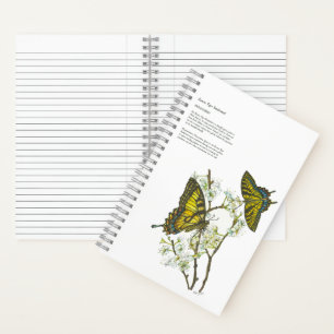 Carnet Elégante main peinte Yellow Swallowtail