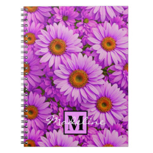 Carnet Élégante marguerite florale magenta rose foncé
