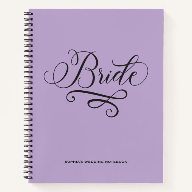 Carnet Élégante mariée de calligraphie violette moderne (Devant)