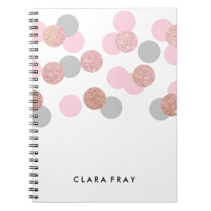 Carnet élégante parties scintillant d'or rose confetti 