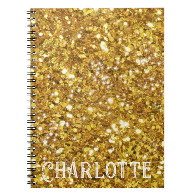 Carnet Elégante parties scintillant dorée personnalisatio (Devant)