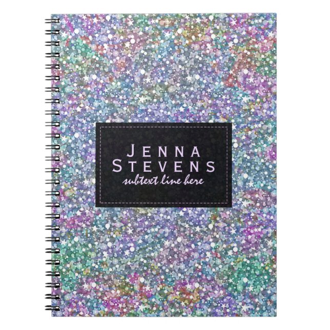 Carnet Elégante Parties scintillant violette couleur noir (Devant)
