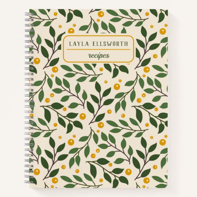 Carnet Élégante recette personnalisée pour la verdure est (Devant)
