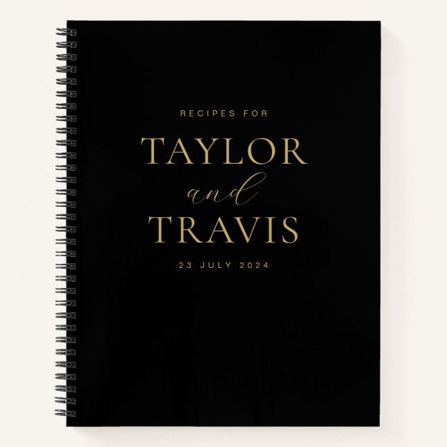 Carnet Elégante recette simple noire et or nouvellement m (Devant)