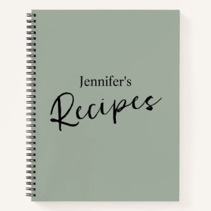 Carnet Élégante recette verte minimaliste Sage