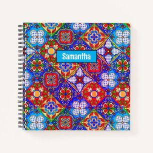 Carnet Elégante talavera mexicaine carrelage bleu violet