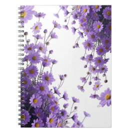 Carnet Élégantes cascades de pâquerettes violettes sur fo