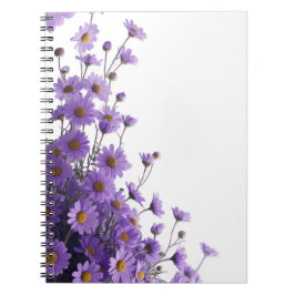 Carnet Élégantes cascades de pâquerettes violettes sur un