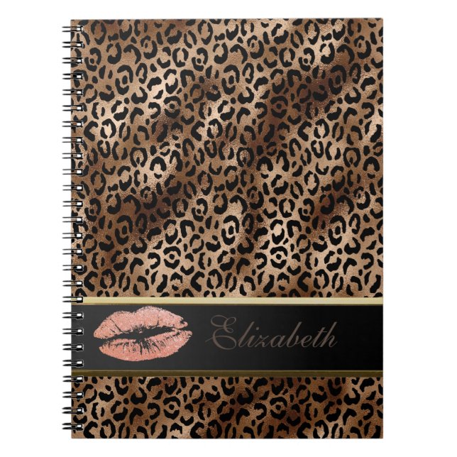 Carnet Élégantes lèvres de Parties scintillant Motif léop (Devant)
