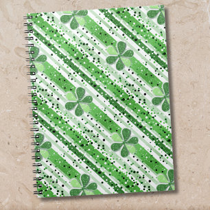 Carnet Élégantes rayures vertes et blanches Shamrock Pail