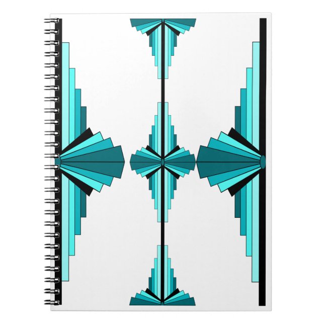 Carnet Éléments Art déco en vert turquoise (Devant)