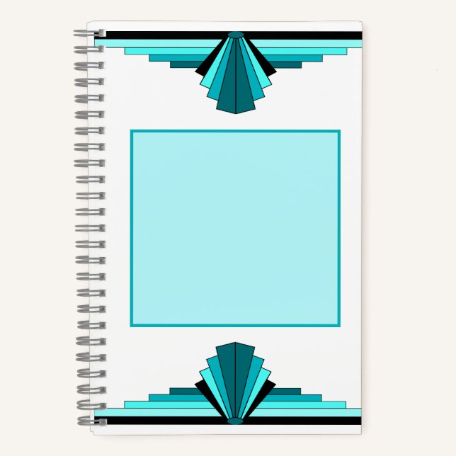 Carnet Éléments Art déco en vert turquoise (Recto)
