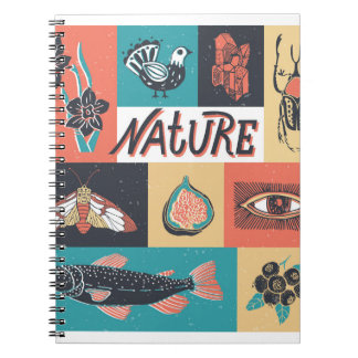 Carnet Éléments de la nature, Icônes de style rétro.