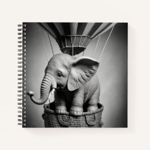 Carnet Elephant bébé dans un ballon à air chaud