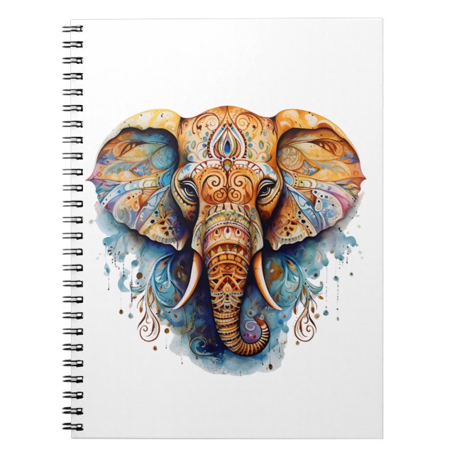 Carnet Éléphant de mandala coloré (Devant)