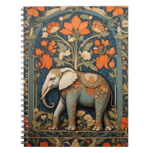 Carnet Eléphant décoré William Morris Inspiré Floral
