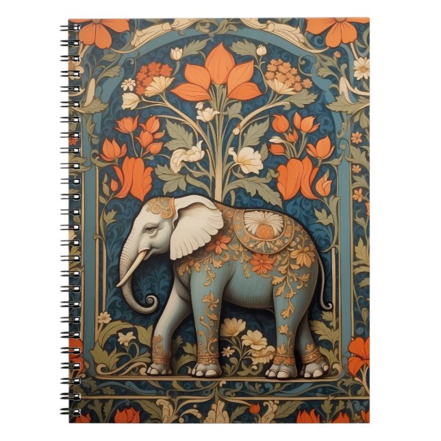 Carnet Eléphant décoré William Morris Inspiré Floral (Devant)