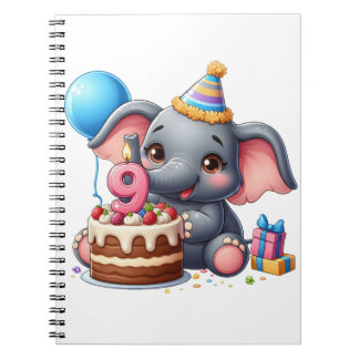 Carnet Éléphant Mignon 9ème Anniversaire