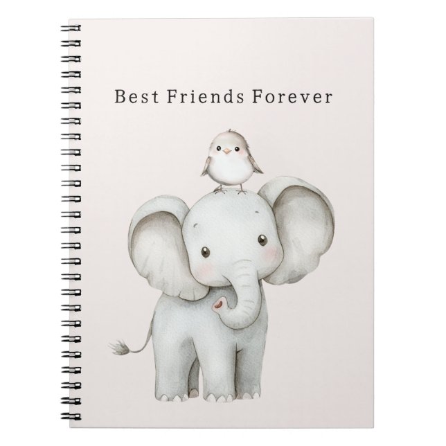 Carnet Éléphant Oiseau Mignon   (Devant)