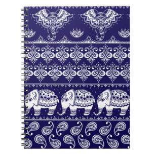 Carnet Elephant, paisley : motif vintage tribal.
