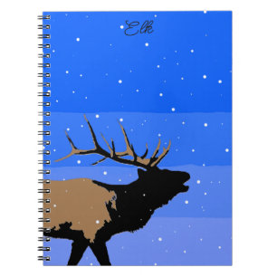Carnet Elk bouillonnant en hiver - Art original de la fau
