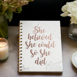 Carnet "Elle Croyait Qu'Elle Pouvait Le Faire" Rose Gold