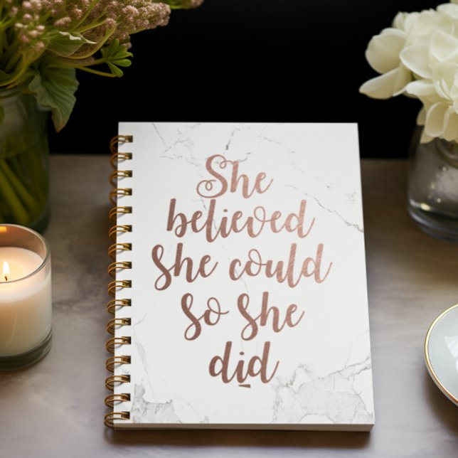 Carnet "Elle Croyait Qu'Elle Pouvait Le Faire" Rose Gold (Créateur téléchargé)