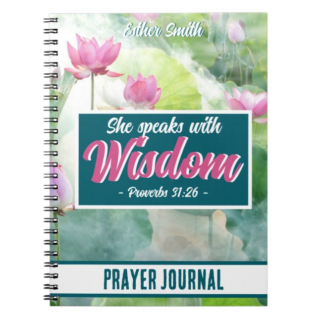 Carnet Elle parle avec la sagesse Verse Floral Custom Jou (Devant)