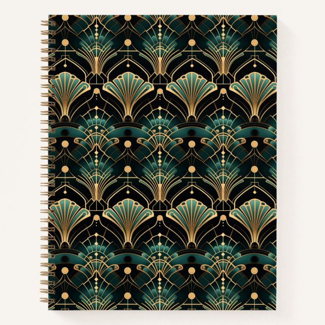 Carnet Emerald and Gold Accent Art Deco-inspired (Devant)